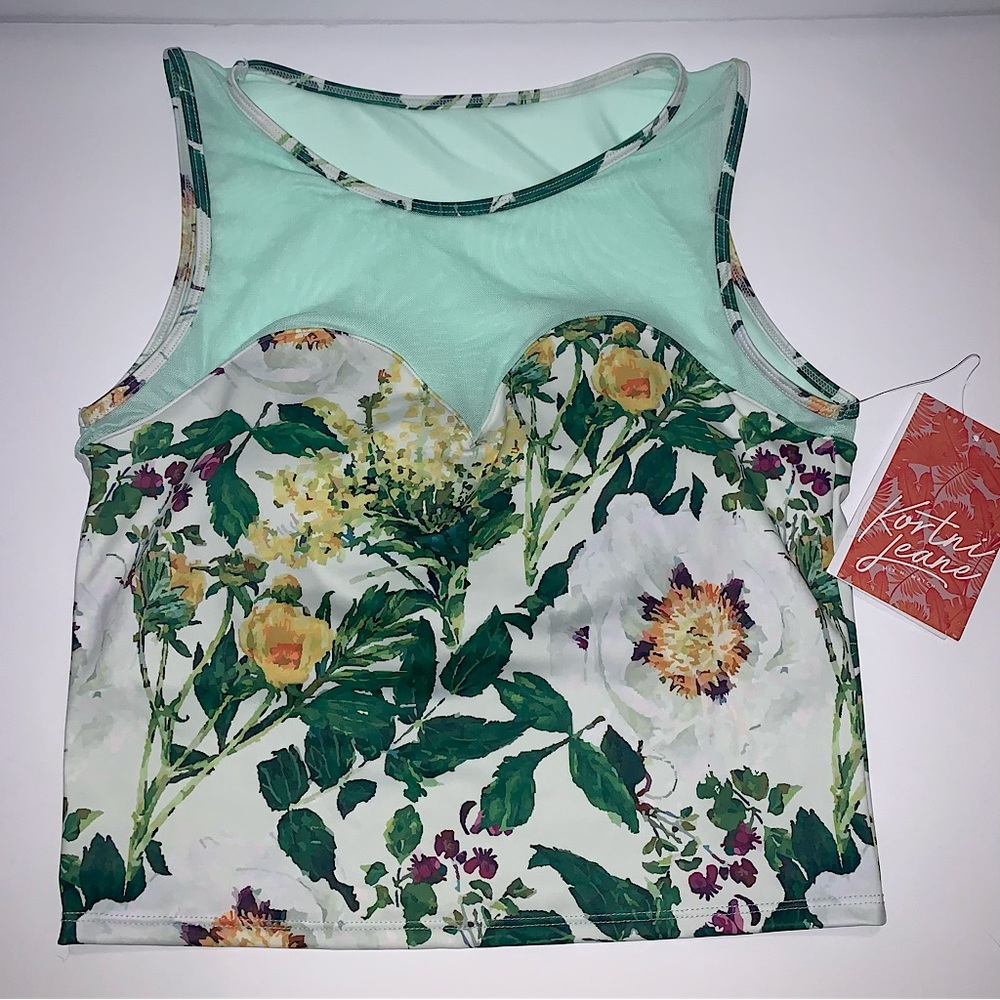 Kortni Jeane whimsical floral sweetheart netted/mesh top NWT (mermaidcore)